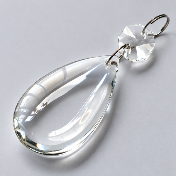 1 Clear Cut Glass Smooth Oval 50 mm 2" No Facets Chandelier UK Crystals Drops Droplets Prisms 7