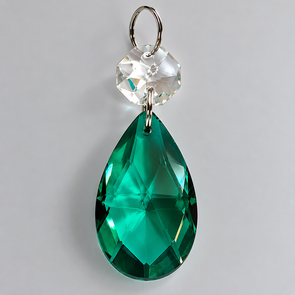 1 Peacock Green Cut Glass Oval 37 mm 1.5" Chandelier UK Crystals Beads Droplets Light Part 3