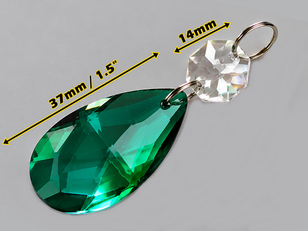 1 Peacock Green Cut Glass Oval 37 mm 1.5" Chandelier UK Crystals Beads Droplets Light Part 2