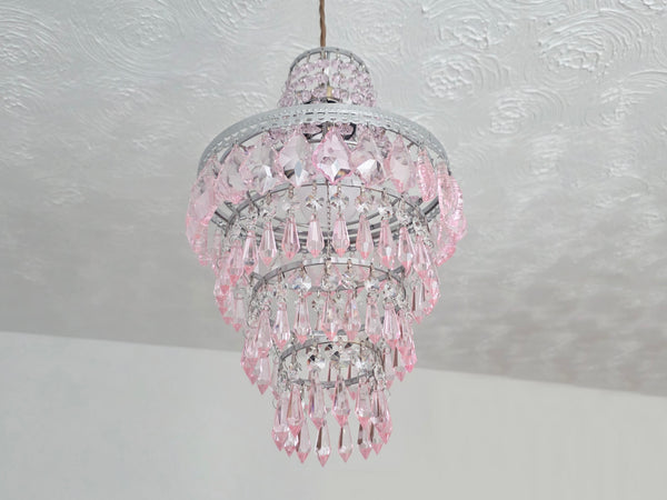 Unique 4-Tier Light Pink Chandelier Ceiling Pendant Lamp 9" x 14" Customizable 19
