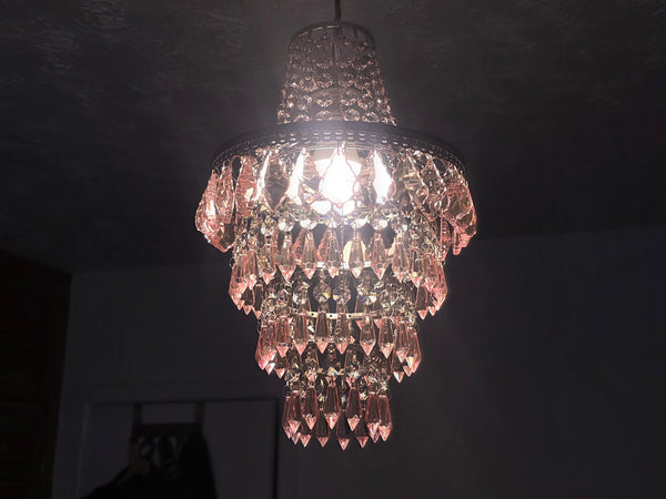 Unique 4-Tier Light Pink Chandelier Ceiling Pendant Lamp 9" x 14" Customizable 17