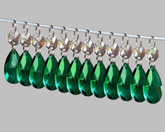 12 Peacock Green Oval 37 mm 1.5" Chandelier UK Crystals Beads Droplets Christmas Decorations