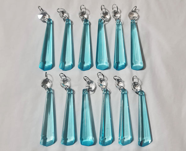 12 Aqua Blue Icicles 72 mm 3" Chandelier Crystals Drops Beads Droplets Christmas Decorations 1