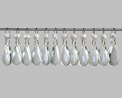 12 Clear Smooth Oval 50 mm 2" Chandelier UK Crystals Beads Droplets Decorations Colourless
