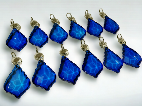 12 Blue Leaf 50 mm 2" Chandelier UK Crystals Drops Beads Droplets Hanging Decorations Parts 3