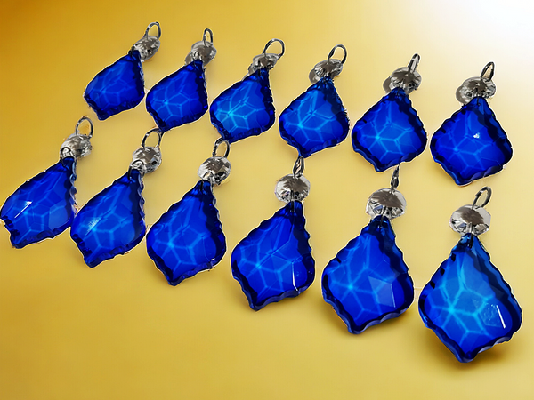12 Blue Leaf 50 mm 2" Chandelier UK Crystals Drops Beads Droplets Hanging Decorations Parts 7