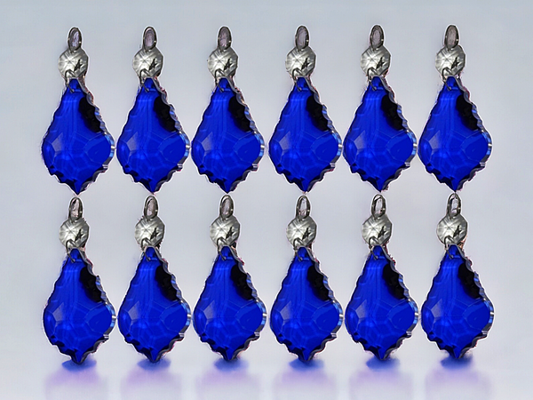 12 Blue Leaf 50 mm 2" Chandelier UK Crystals Drops Beads Droplets Hanging Decorations Parts 9
