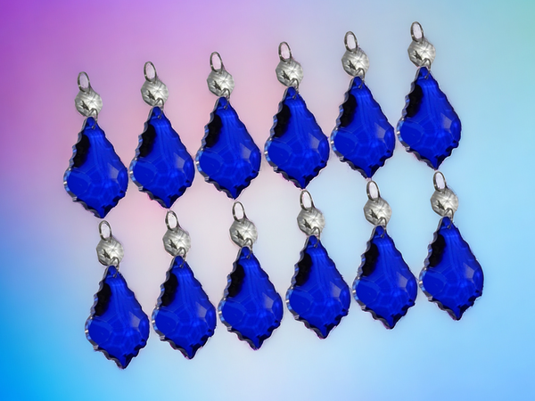 12 Blue Leaf 50 mm 2" Chandelier UK Crystals Drops Beads Droplets Hanging Decorations Parts 5