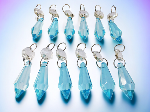12 Aqua Teal Blue Torpedo 37 mm 1.5" Chandelier UK Crystals Drops Beads Droplets Decorations 5