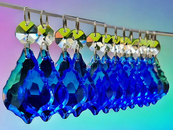 12 Blue Leaf 50 mm 2" Chandelier UK Crystals Drops Beads Droplets Hanging Decorations Parts 6
