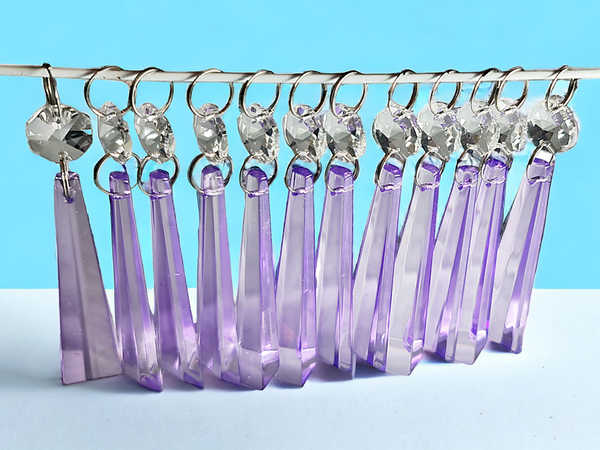 12 Lilac Purple Icicles 72 mm 3" Chandelier UK Crystals Drops Beads Droplets Decorations 8