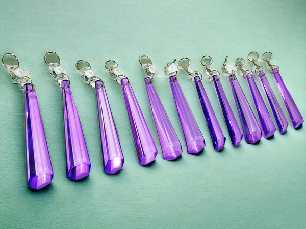 12 Lilac Purple Icicles 72 mm 3" Chandelier UK Crystals Drops Beads Droplets Decorations 5