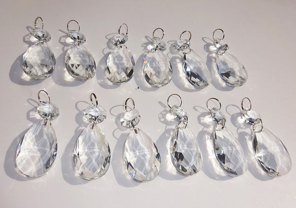 12 Clear Oval 37 mm Chandelier Crystals Drops Beads Droplets Sun Catchers Decorations