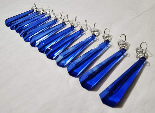 12 Blue Icicles 72 mm 3" Chandelier Crystals Drops Beads Droplets Christmas Decorations