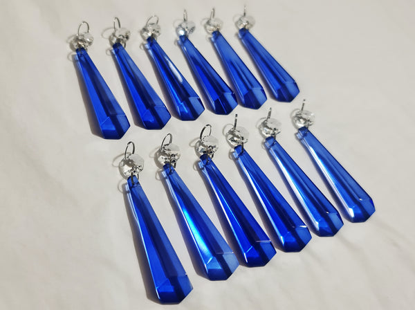 12 Blue Icicles 72 mm 3" Chandelier Crystals Drops Beads Droplets Christmas Decorations