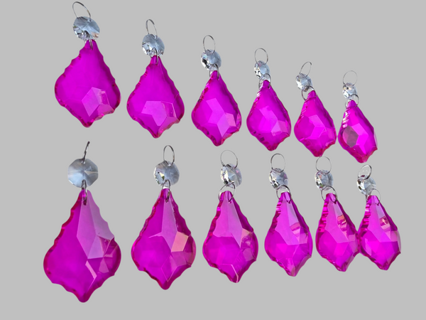 12 Raspberry Red Leaf 50 mm 2" UK Chandelier Crystals Beads Droplets Decorations 4