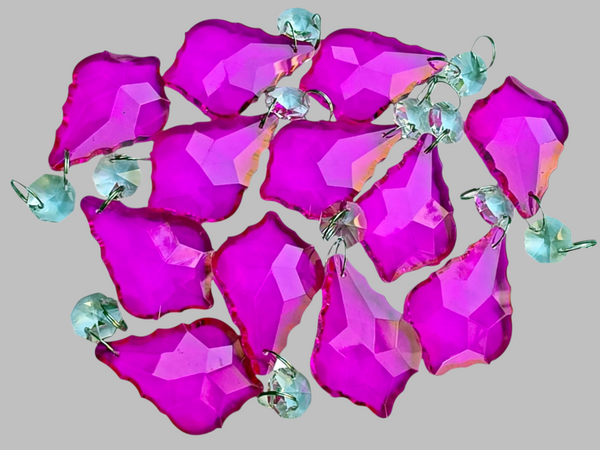 12 Raspberry Red Leaf 50 mm 2" UK Chandelier Crystals Beads Droplets Decorations 3