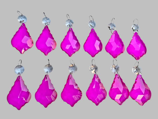 12 Raspberry Red Leaf 50 mm 2" UK Chandelier Crystals Beads Droplets Decorations 7