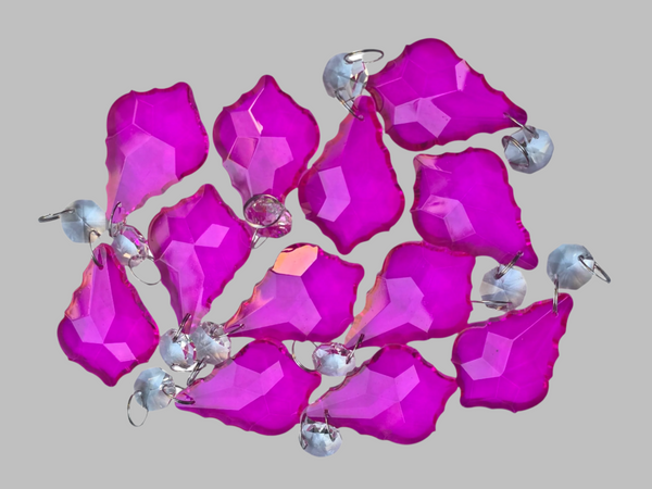 12 Raspberry Red Leaf 50 mm 2" UK Chandelier Crystals Beads Droplets Decorations 6
