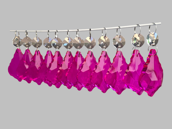 12 Raspberry Red Leaf 50 mm 2" UK Chandelier Crystals Beads Droplets Decorations 5