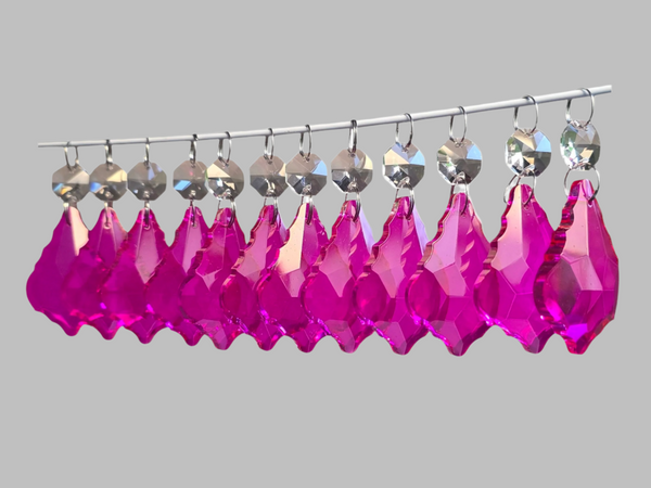 12 Raspberry Red Leaf 50 mm 2" UK Chandelier Crystals Beads Droplets Decorations 1