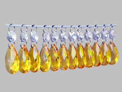 12 Orange Oval 37 mm 1.5" Chandelier UK Crystals Drops Beads Droplets Christmas Wedding Decorations