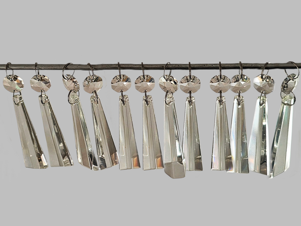 12 Clear Icicles 72 mm 3" Chandelier UK Crystals Beads Droplets Decorations Sun Catchers colourless 13