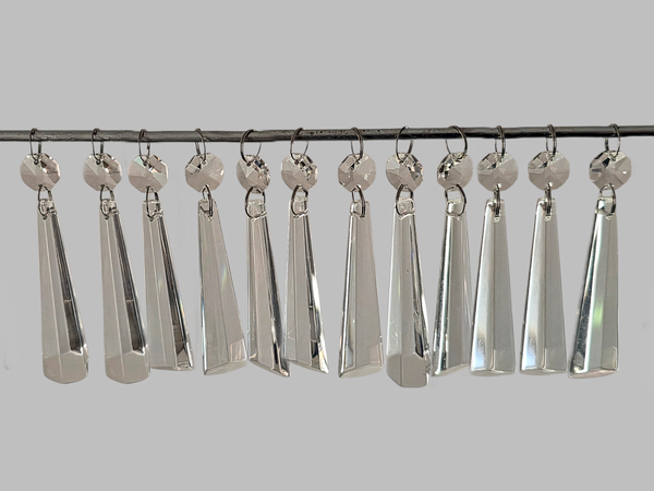 12 Clear Icicles 72 mm 3" Chandelier UK Crystals Beads Droplets Decorations Sun Catchers colourless 7