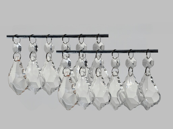 12 Clear Leaf 50 mm 2" Chandelier UK Crystals Beads Droplets Sun Catcher Christmas Decorations