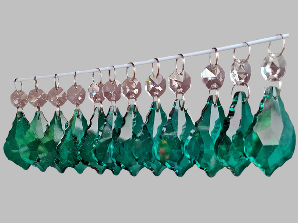 12 Peacock Green Leaf 50 mm 2" Chandelier UK Crystals Beads Droplets Christmas Decorations 5