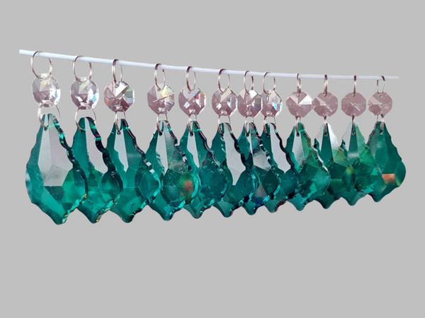 12 Peacock Green Leaf 50 mm 2" Chandelier UK Crystals Beads Droplets Christmas Decorations 3