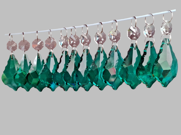 12 Peacock Green Leaf 50 mm 2" Chandelier UK Crystals Beads Droplets Christmas Decorations 7