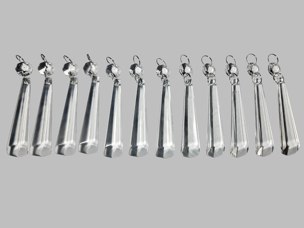 12 Clear Icicles 72 mm 3" Chandelier UK Crystals Beads Droplets Decorations Sun Catchers colourless 12
