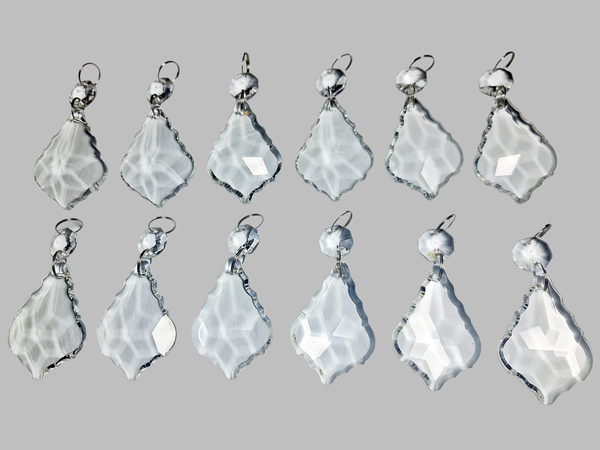 12 Clear Leaf 50 mm 2" Chandelier UK Crystals Beads Droplets Sun Catcher Christmas Decorations