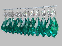 12 Peacock Green Leaf 50 mm 2" Chandelier UK Crystals Beads Droplets Christmas Decorations