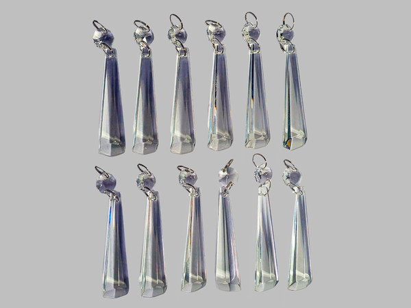 12 Clear Icicles 72 mm 3" Chandelier UK Crystals Beads Droplets Decorations Sun Catchers colourless 10
