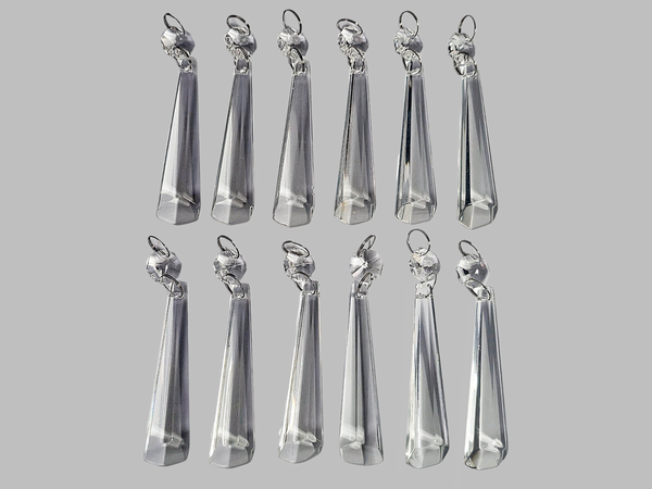 12 Clear Icicles 72 mm 3" Chandelier UK Crystals Beads Droplets Decorations Sun Catchers colourless 8