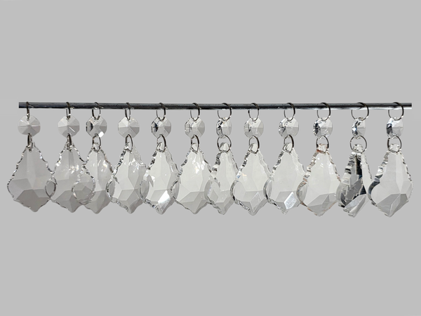 12 Clear Leaf 50 mm 2" Chandelier UK Crystals Beads Droplets Sun Catcher Christmas Decorations