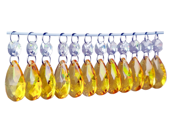 12 Orange Oval 37 mm 1.5" Chandelier UK Crystals Drops Beads Droplets Christmas Wedding Decorations 8