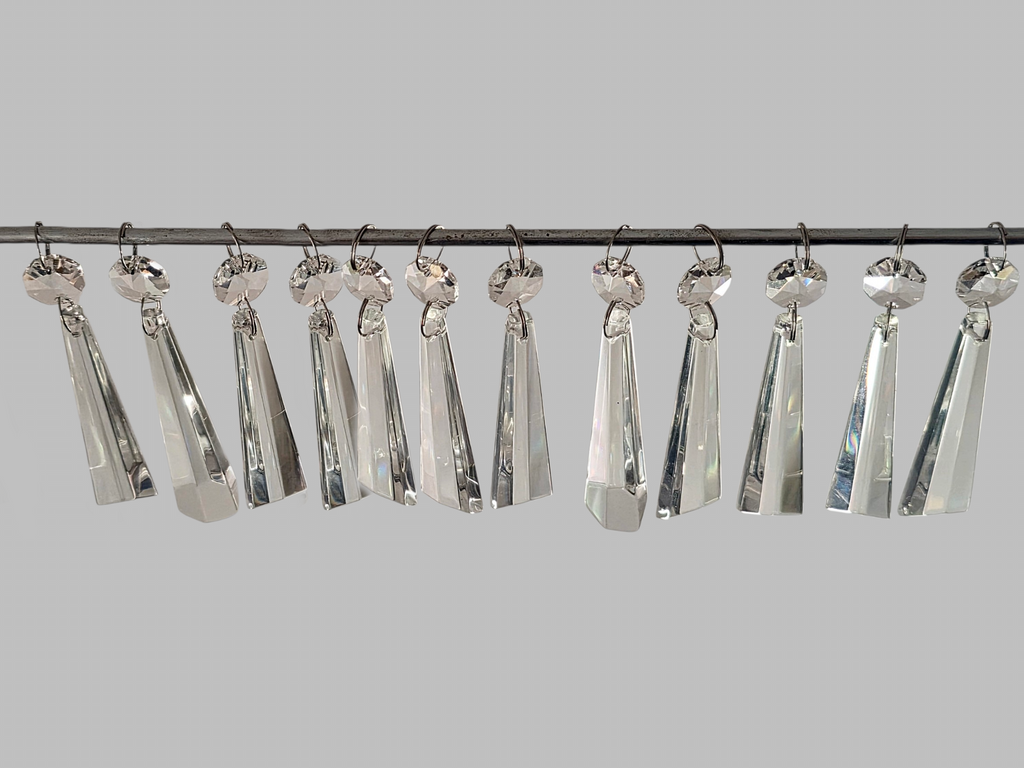 12 Clear Icicles 72 mm 3" Chandelier UK Crystals Beads Droplets Decorations Sun Catchers colourless 1