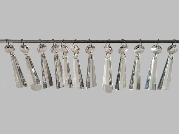 12 Clear Icicles 72 mm 3" Chandelier UK Crystals Beads Droplets Decorations Sun Catchers colourless 1