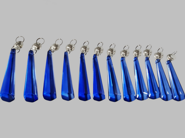 12 Blue Icicles 72 mm 3" UK Chandelier Crystals Drops Beads Droplets Christmas Decorations 3