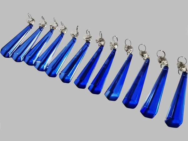 12 Blue Icicles 72 mm 3" UK Chandelier Crystals Drops Beads Droplets Christmas Decorations 7