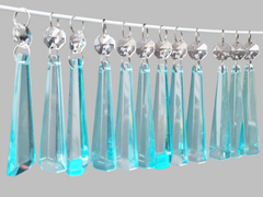 12 Aqua Blue Icicles 72 mm 3" UK Chandelier Crystals Drops Beads Christmas Decorations