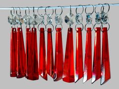 12 Red Icicles 72 mm 3" Chandelier UK Crystals Drops Beads Droplets Christmas Wedding Decorations