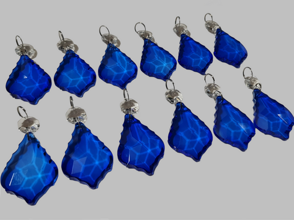 12 Cobalt Blue Leaf 50 mm 2" Chandelier UK Crystals Beads Droplets Christmas Wedding Decorations 5