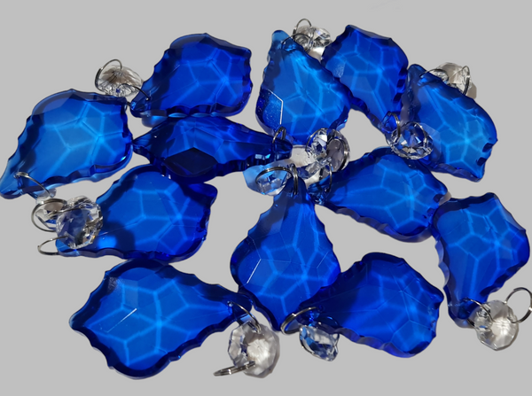 12 Cobalt Blue Leaf 50 mm 2" Chandelier UK Crystals Beads Droplets Christmas Wedding Decorations 9