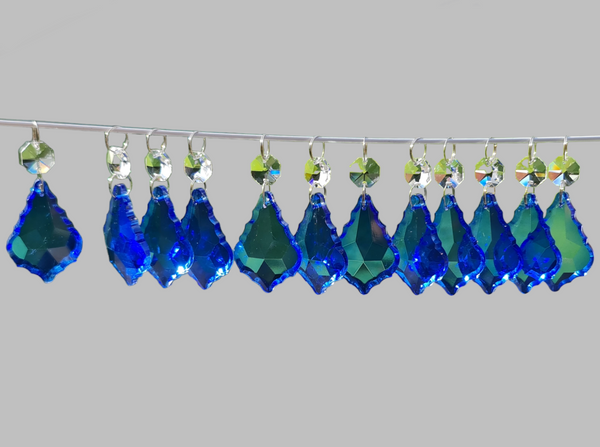 12 Cobalt Blue Leaf 50 mm 2" Chandelier UK Crystals Beads Droplets Christmas Wedding Decorations 8