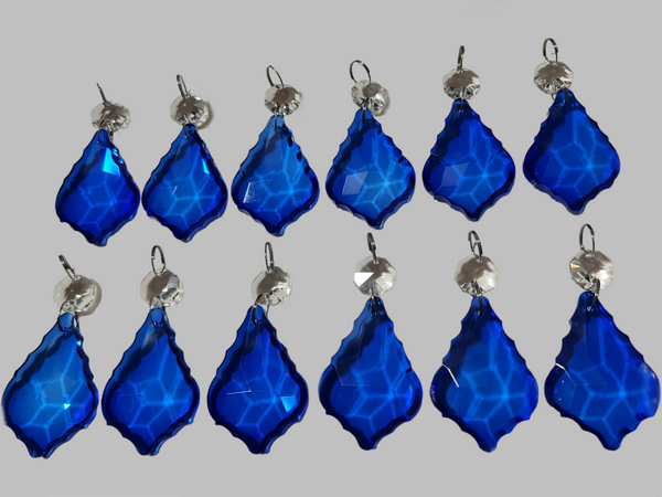 12 Cobalt Blue Leaf 50 mm 2" Chandelier UK Crystals Beads Droplets Christmas Wedding Decorations 7