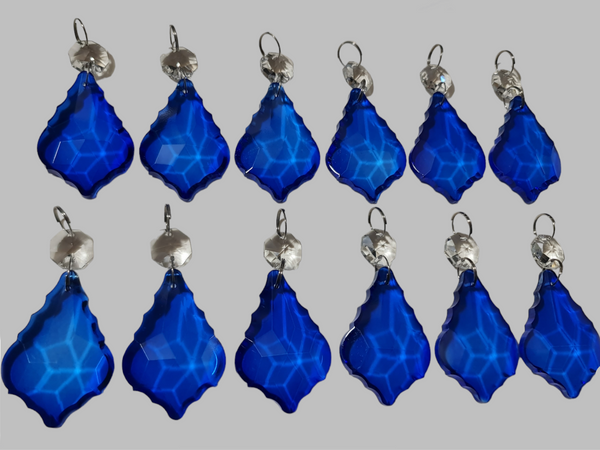 12 Cobalt Blue Leaf 50 mm 2" Chandelier UK Crystals Beads Droplets Christmas Wedding Decorations 3